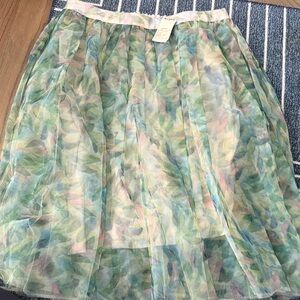 LC Lauren Conrad Multicolor Leaf A-Line Skirt